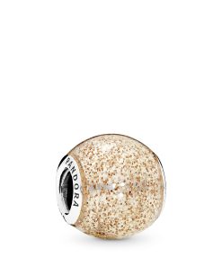 Silver charm with rose golden glitter enamel