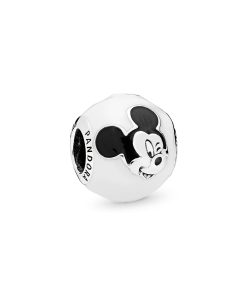 Mickey silver charm with white and black enamel