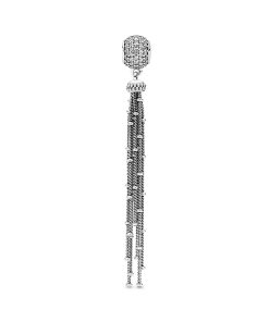Tassel silver dangle with clear cubic zirconia