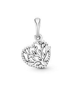 Tree of love heart silver dangle