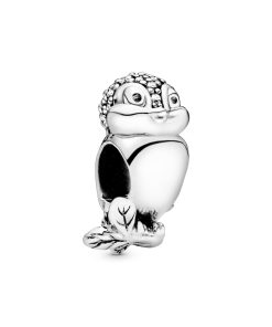 Snow White bird silver charm with clear cubic zirconia