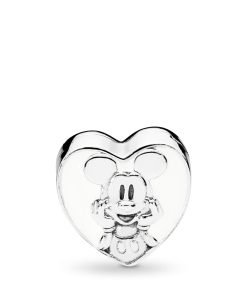Mickey silver heart clip with white enamel