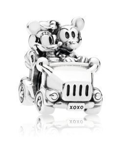 Mickey & Minnie car silver charm