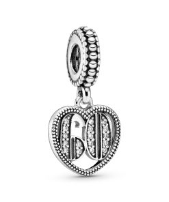 60 silver dangle with clear cubic zirconia