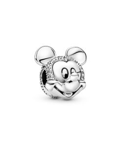 Mickey silver clip with clear cubic zirconia
