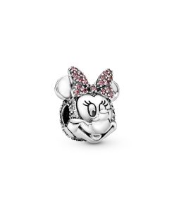 Minnie silver clip with clear and fancy pink cubic zirconia