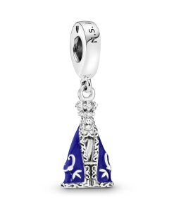 Nossa Senhora Aparecida silver dangle with blue enamel