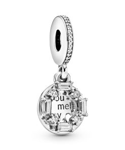 Ice cube silver dangle with clear cubic zirconia