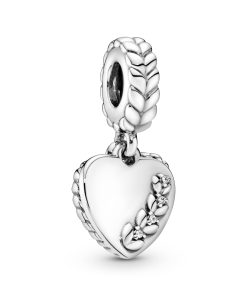Heart seeds silver dangle with clear cubic zirconia