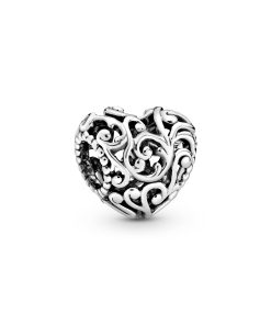 Regal pattern heart silver charm