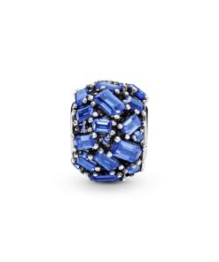 Ice cube silver charm with sea blue crystal