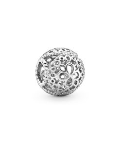 Openwork flower silver charm