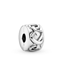 Knotted hearts silver clip