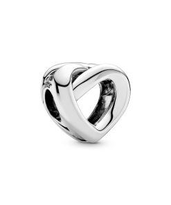 Knotted heart silver charm