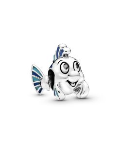 Flounder sterling silver charm with blue enamel