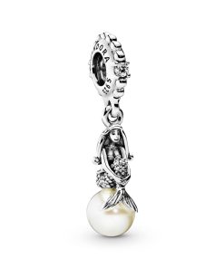 Ariel sterling silver dangle with clear cubic zirconia and white freshwater cultured pearl
