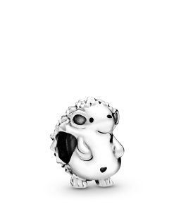 Hedgehog sterling silver charm with black enamel