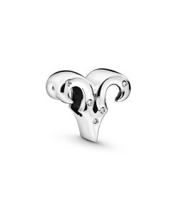 Aries sterling silver charm with clear cubic zirconia