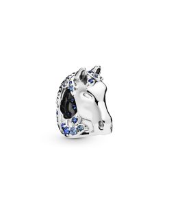 Nokk sterling silver charm with fancy blue cubic zirconia. night blue and forever blue crystal