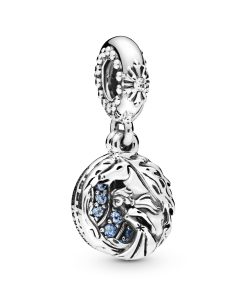 Elsa and Nokk sterling silver dangle with clear. fancy light blue. fancy blue and blue cubic zirconia