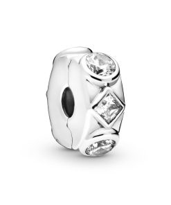 Sterling silver clip  with clear cubic zirconia and silicone grip