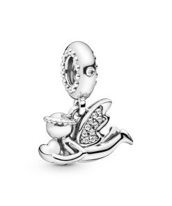 Angel sterling silver dangle with clear cubic zirconia