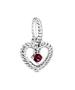 Heart sterling silver dangle with blazing red crystal