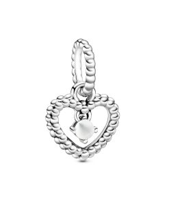 Heart sterling silver dangle with milky white crystal