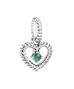 Heart sterling silver dangle with rainforest green crystal