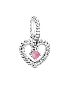 Heart sterling silver dangle with petal pink crystal