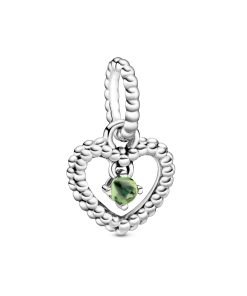 Heart sterling silver dangle with spring green crystal