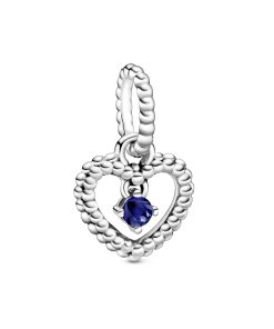 Heart sterling silver dangle with royal blue crystal