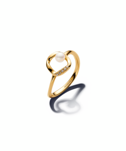 Organically Shaped Pavé Circle & Treated Freshwater Cultured Pearl Ring
