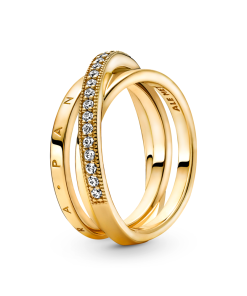 Crossover Pavé Triple Band Ring