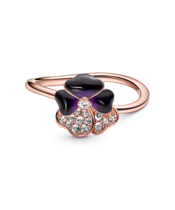 Deep Purple Pansy Flower Ring