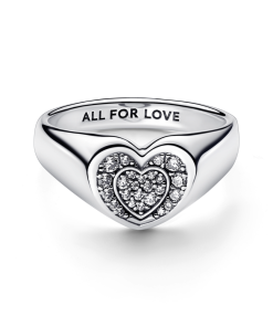 Radiant Heart Pavé Signet Ring