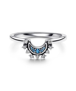 Celestial Blue Sparkling Moon Ring