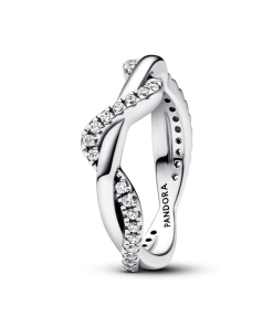 Sparkling Intertwined Wave Ring