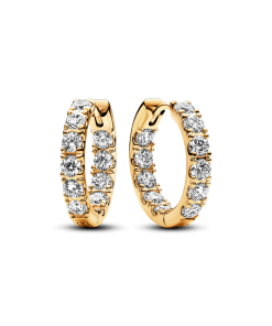 Sparkling Row Eternity Hoop Earrings