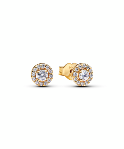 Round Pavé Halo Stud Earrings