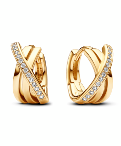 Crossover Pavé Hoop Earrings