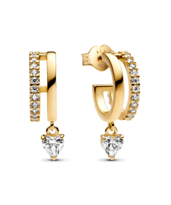 Dangling Heart Hoop Earrings