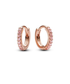 Sparkling Pink Huggie Hoop Earrings