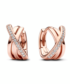 Crossover Pavé Hoop Earrings