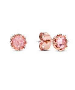 Pink Sparkling Crown Stud Earrings