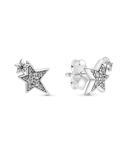 Sparkling Asymmetric Stars Stud Earrings