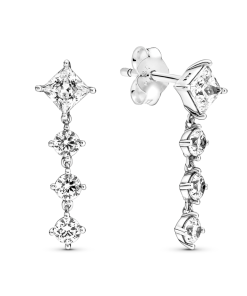 Sparkling Round & Square Drop Earrings