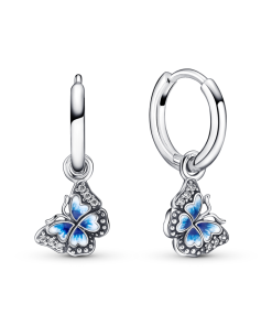Blue Butterfly Hoop Earrings
