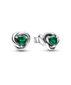 Green Eternity Circle Stud Earrings