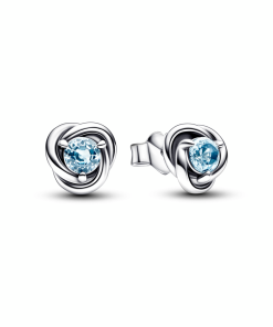 March Birthstone Eternity Circle Stud Earrings